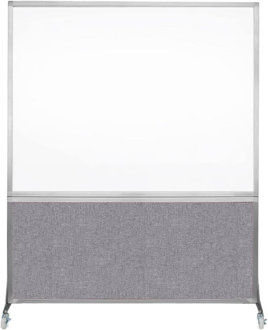 DivideWrite Mobile Whiteboard | Double Sided Dry Erase Board | Portable Office Cubicle Partition | Display for Classrooms, Conference Rooms, Meeting Areas and More | Cloud Gray 5' Wide X 6' Tall
