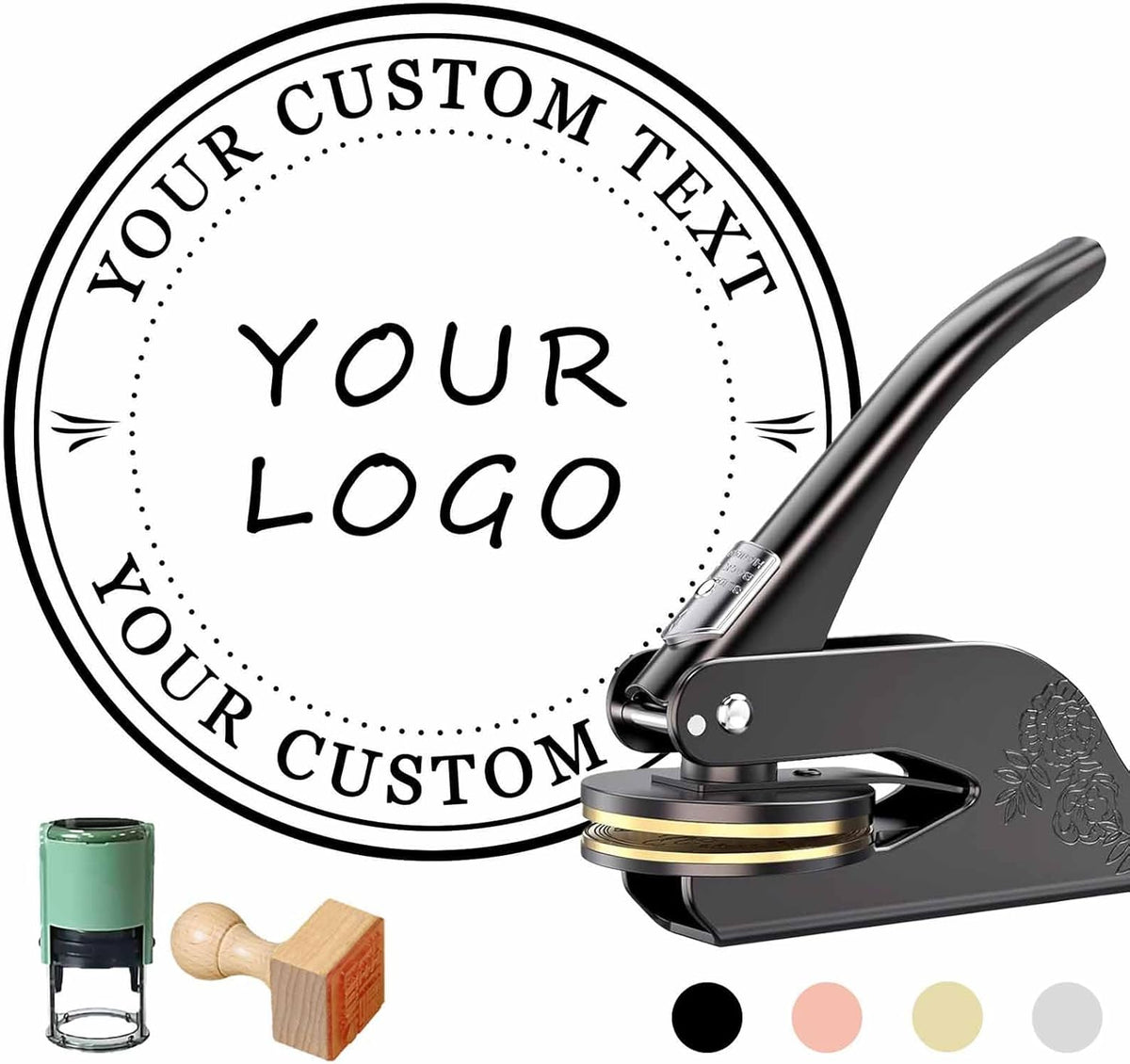 Embosser Stamp Custom Logo - Custom Book Embosser Personalized for Cards, Paper, Napkins, Perfect for Official Seal and Notary, Personal Library and Wedding - Logo 1