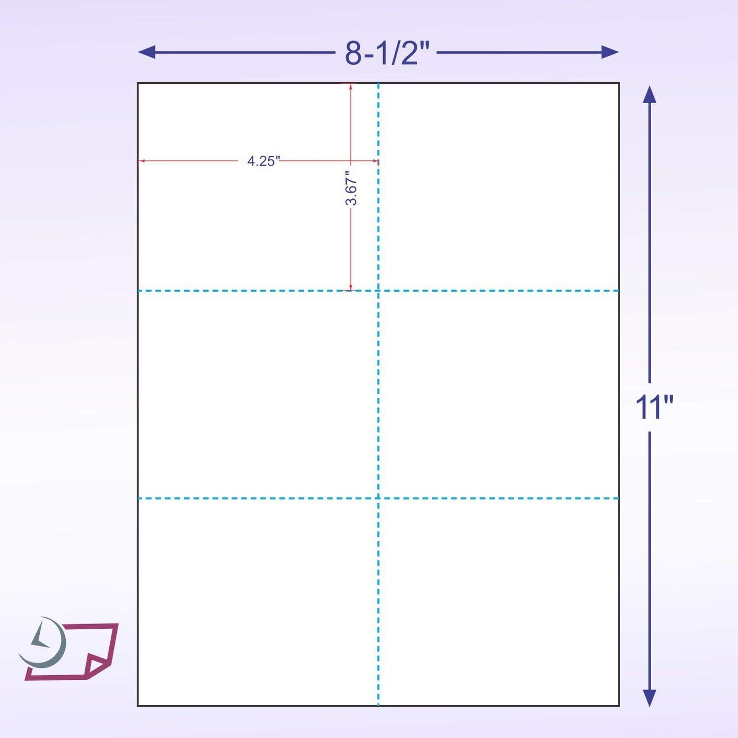 NextDayLabels - Laser Printer Blank Perforated Sheets 6 up per Page, for School Registration, Delivery, Inventory, Response, RSVP Cards, Trip Tickets, 1200 White Sheets