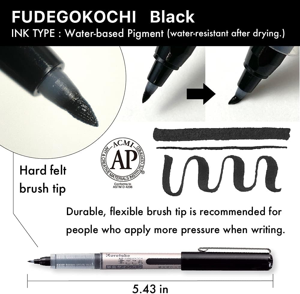 Kuretake Zig Inktober pen set, for Illustration, Manga Drawing, Lettering and Calligraphy, Professional Artist, Made in Japan (FUDEGOKOCHI(3pcs.))