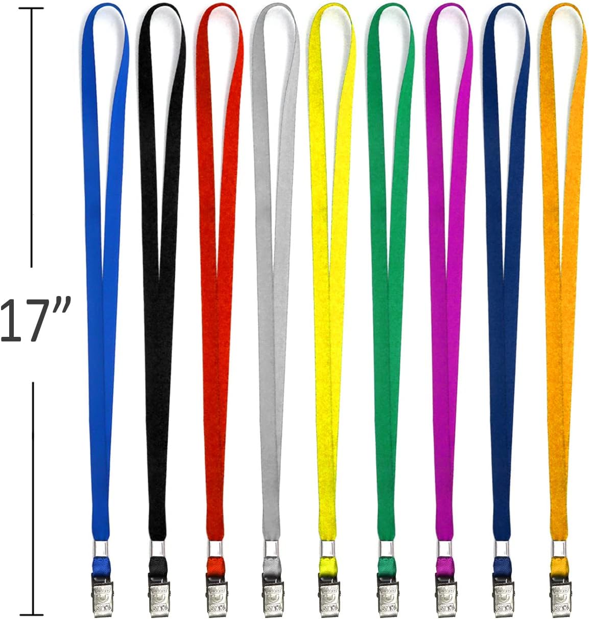 Beebel Black Lanyards 100 Pack Nylon Flat Badge Lanyard Bulldog Clip for Id Badge Name Tags