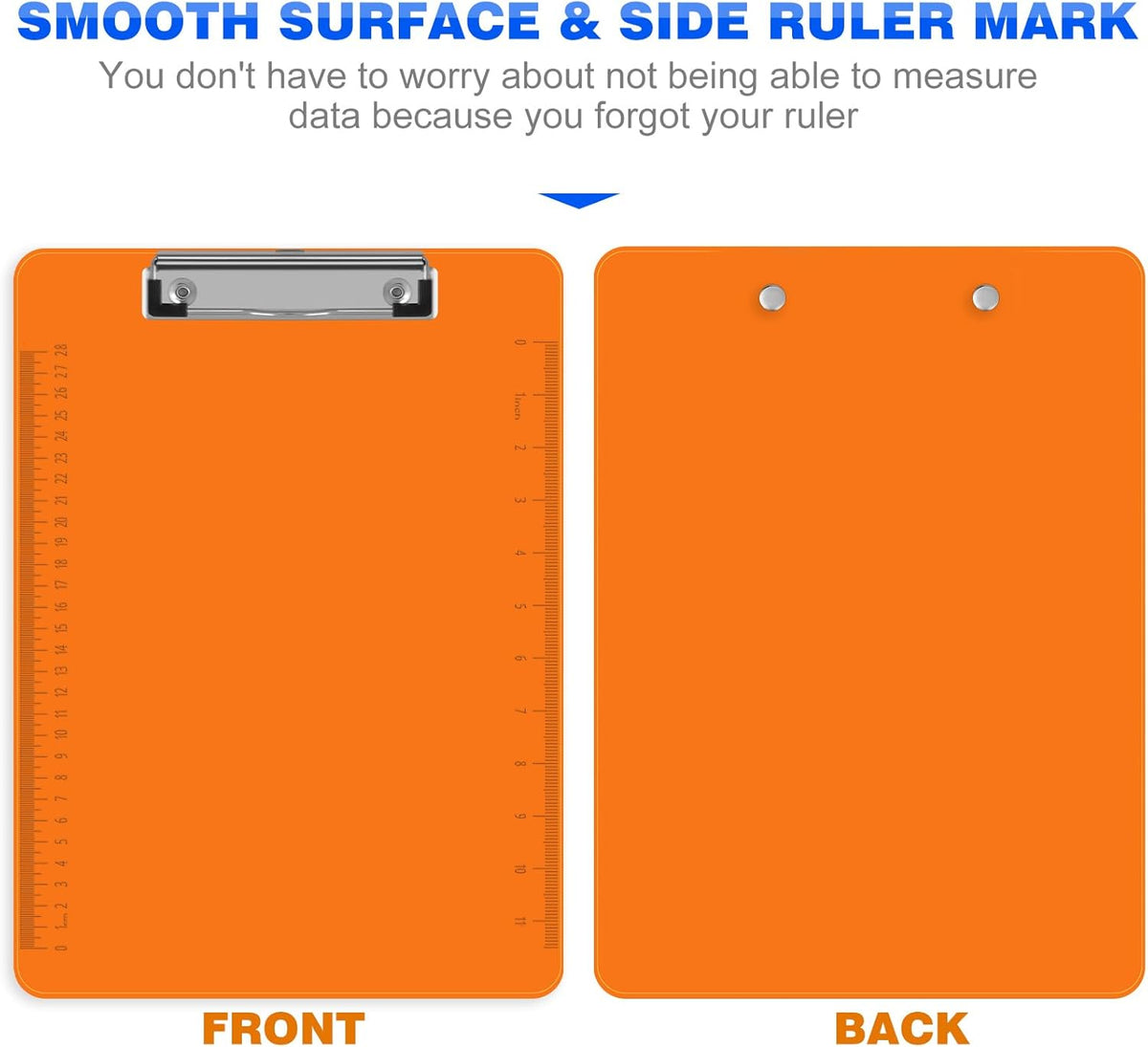 HERKKA 15 Pack Plastic Clipboards, Assorted Color, A4 Letter Size, 12.5 x 9 Inch