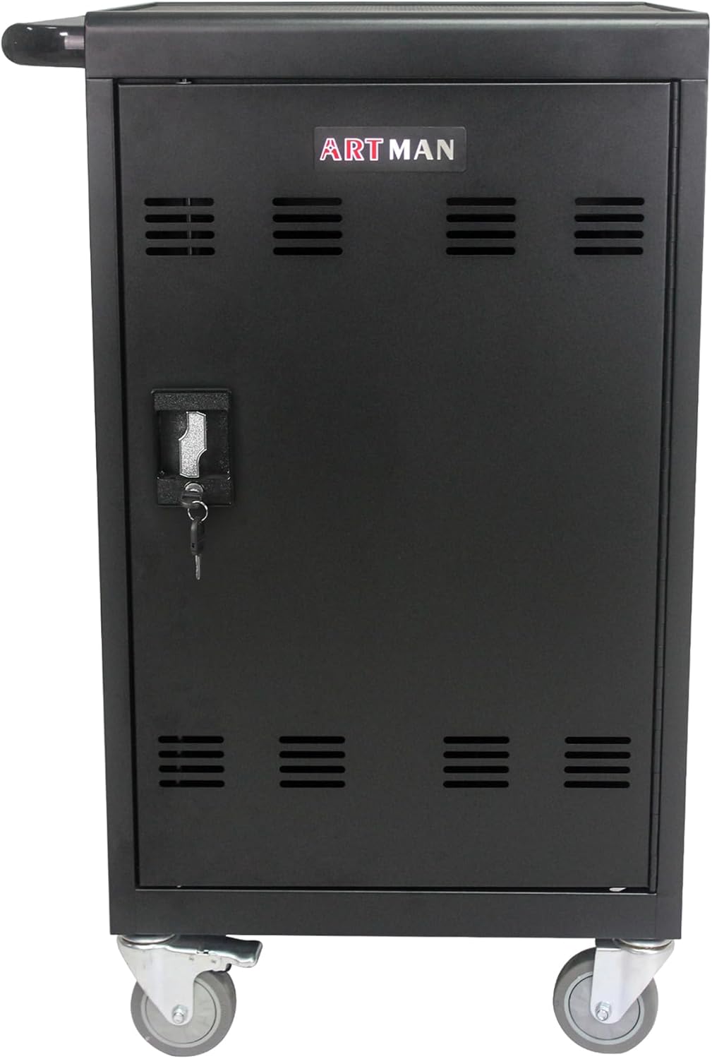 30 Devices Mobile Charging Cart and Cabinet, Laptop Storage Cart, Lockable Charging Station, Cables are Easy to Manage, Up to 16.3" Screen for Tablets Laptops, Laptop, and Chromebook, Black
