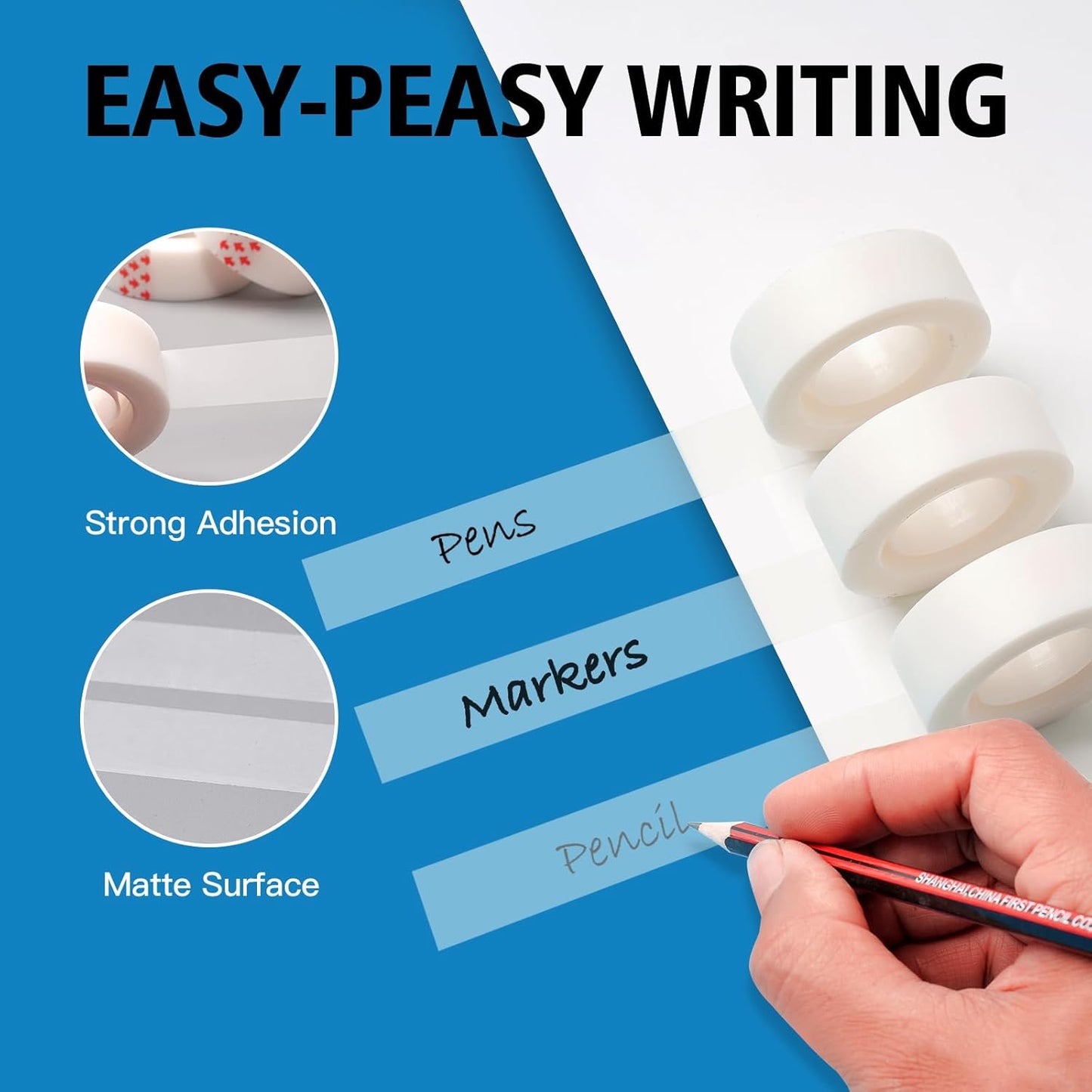 FeFu 96 Rolls Invisible Tape Refills 3/4 Inch X 1000 in, Translucent Tape for Dispenser Refill 1 Inch Core Easy Tear