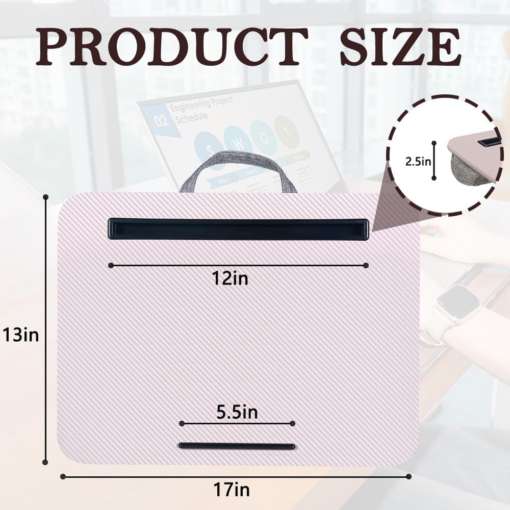 Portable Laptop Desk Fits Up to 16“ Laptops, with Tablet Slot, Built-in Cushion, Great for Home & Office,Lap Desk for Laptop,Lap Desk with Cushion (Grey Violet, Medium)