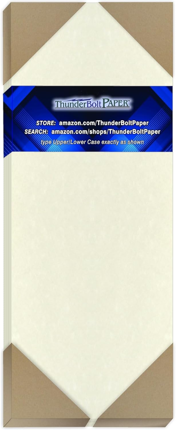 50 White Parchment 65lb Cover Paper Sheets 4.25 X 11 Inches Half Letter Size Cut Long - Cardstock Weight Colored Sheets - Printable Parchment Semblance