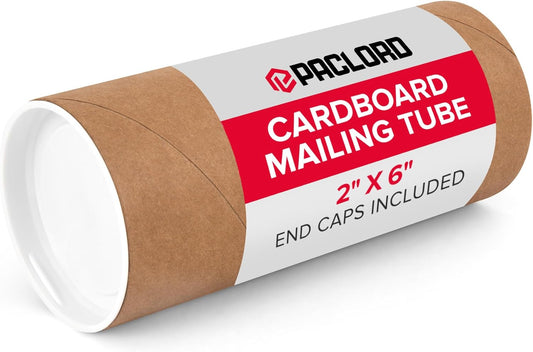 2" x 6" Reinforced Kraft Paper Mailing Tube, Pack of 1 Tube with 2 Caps – Secure USPS Approved Poster Tube – Cardboard Tube for Shipping and Storing Posters, Prints, Artwork, or Documents