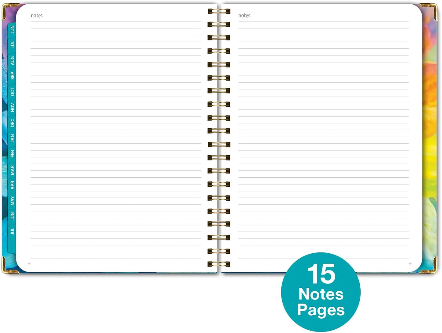 HARDCOVER Academic Year 2025-2026 Planner: (June 2025 Through July 2026) 8.5"x11" Daily Weekly Monthly Planner Yearly Agenda. Bookmark, Pocket Folder and Sticky Note Set (Rainbow Petals)