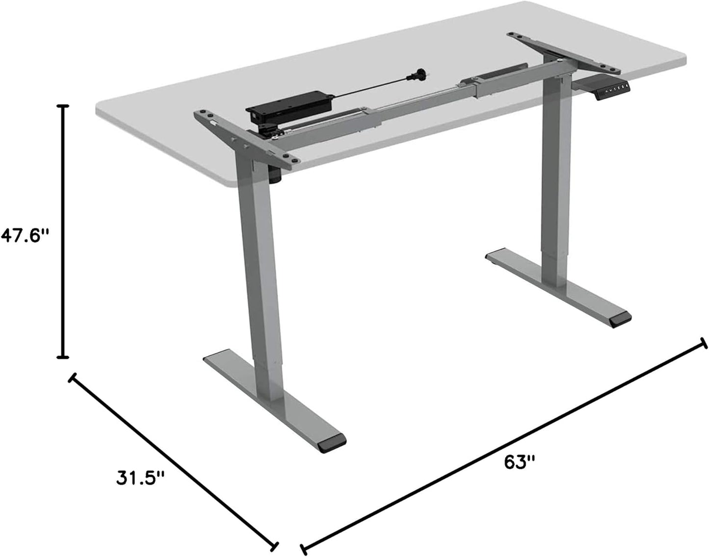 FLEXISPOT Standing Desk Frame with Clamp Power Strip and Cable Management Tray, Electric Sit Stand Desk Base with Memory Controller for Home and Office (Gray Frame Only)