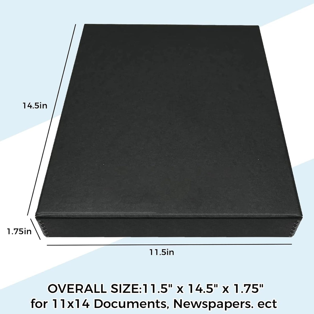 Golden State Art, Archival Folio Storage Box 11x14, Clamshell Design with Metal Edge, Preserve and Store Photos Documents Cards Prints Arts Crafts DIY, Black, Pack of 2