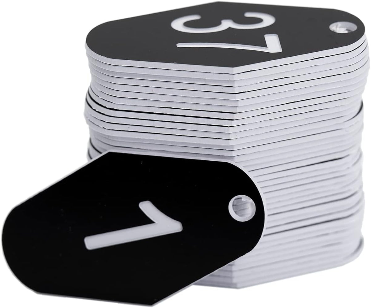 StayMax ABS Plastic Motel Hotel Room Number Tag (1-50, Black)