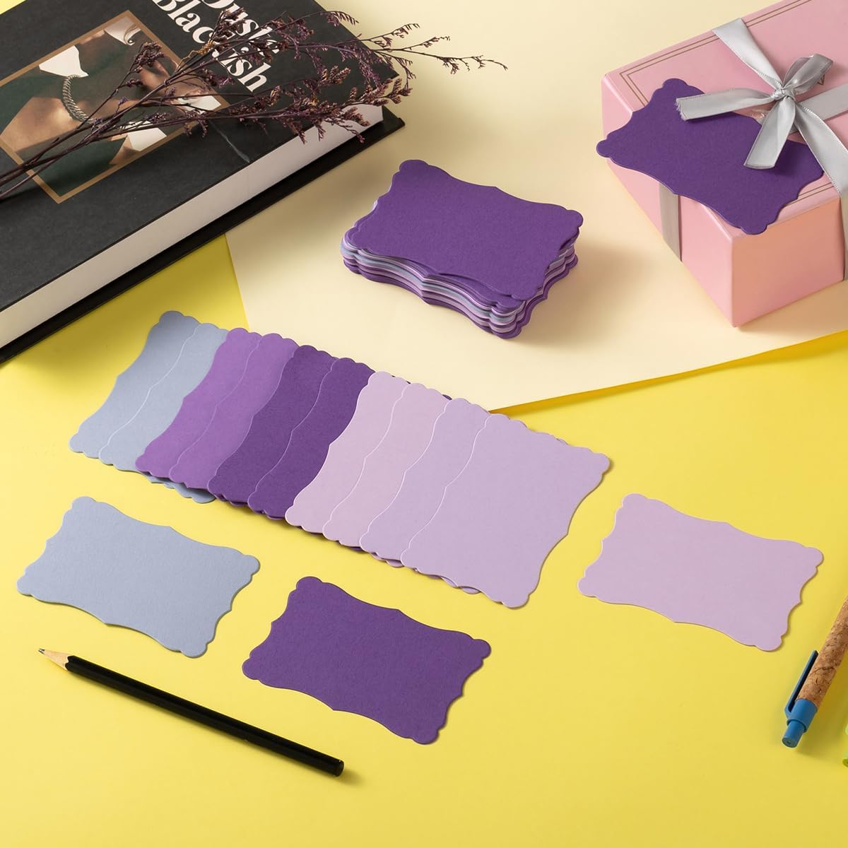 120 Pieces Small Mini Business Cards Vintage Assorted Colors Blank Note Gift for Business Cards, Gift (5 Purple)