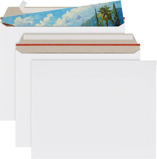 50 Pack 11x14 inch White Rigid Mailer, Self Seal Photo Document Mailers, Stay Flat White Cardboard Envelopes Photography Mailers for Papers,Photos, Document