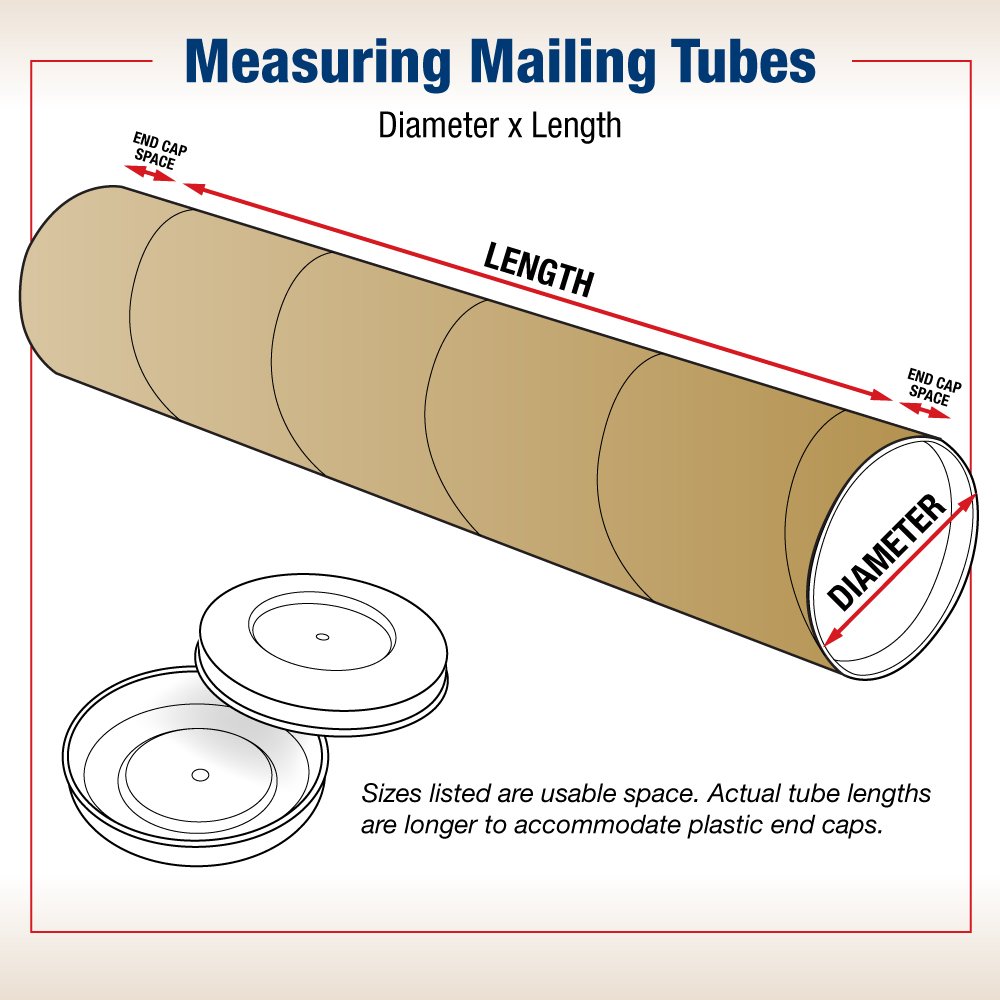 BOX USA BP3020K Mailing Tubes with Caps, 3" x 20", Kraft (Pack of 24)