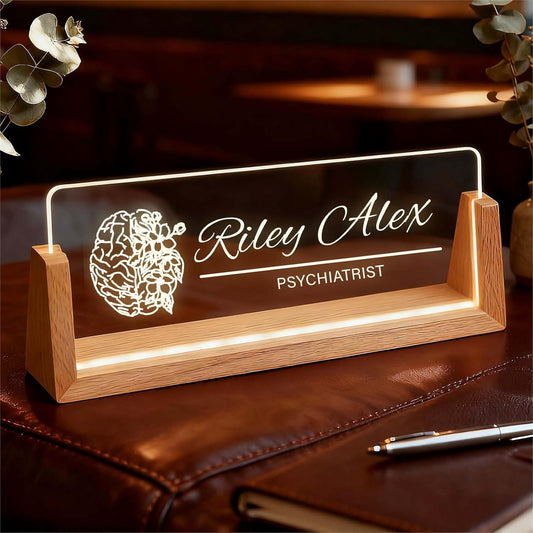 Custom Name Plate for Desk, Personalized Light Up Acrylic Office Sign for Teacher Boss Coworker, Employee Appreciation Gift, Desk Name Tag Decor