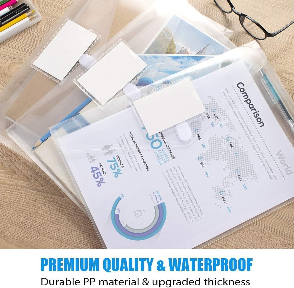 Sooez 50 Pack Plastic Envelopes File Folders, Clear
