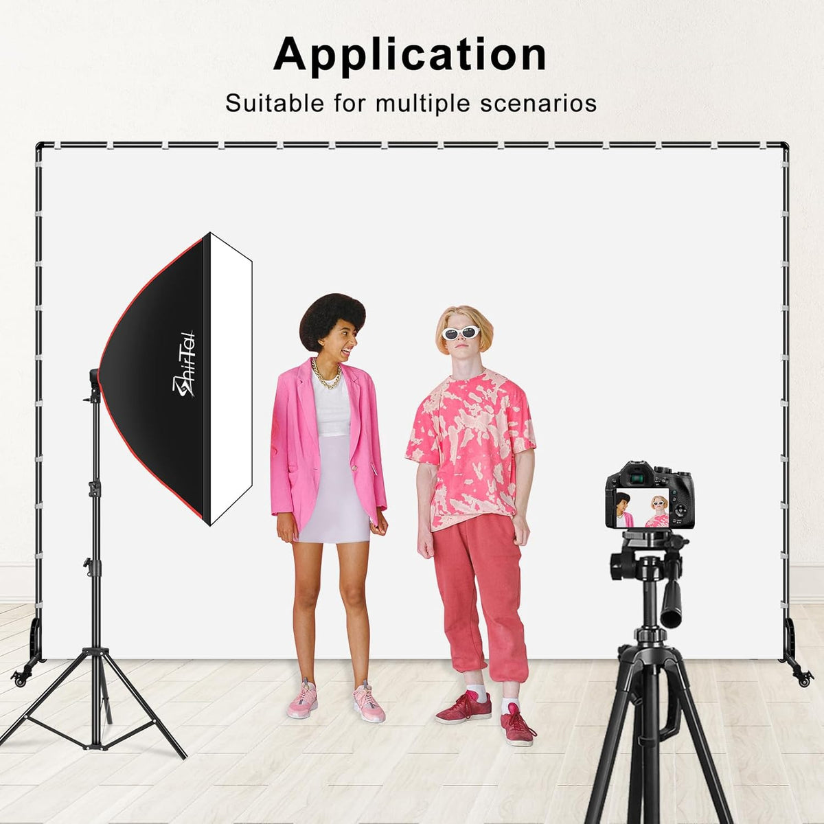 7x10ft White Photo Backdrop with Stand,Movable Photography Backdrop Stand Kit with Wheels and White Screen Backdrop Background for Photo Shooting,Video Recording，Events, Party