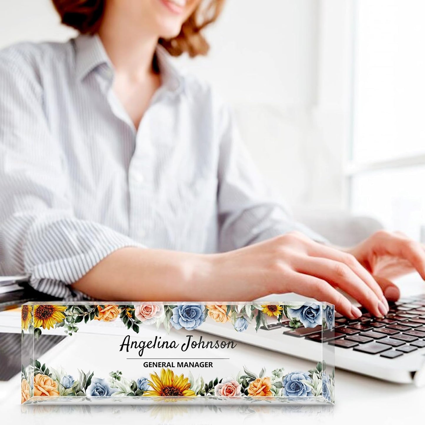 Personalized Name Plate for Desk, Custom Acrylic Desktop Accessories Office Decor for Women Men, Offices Gift for Coworkers Boss Teacher, Employee Appreciation Gifts