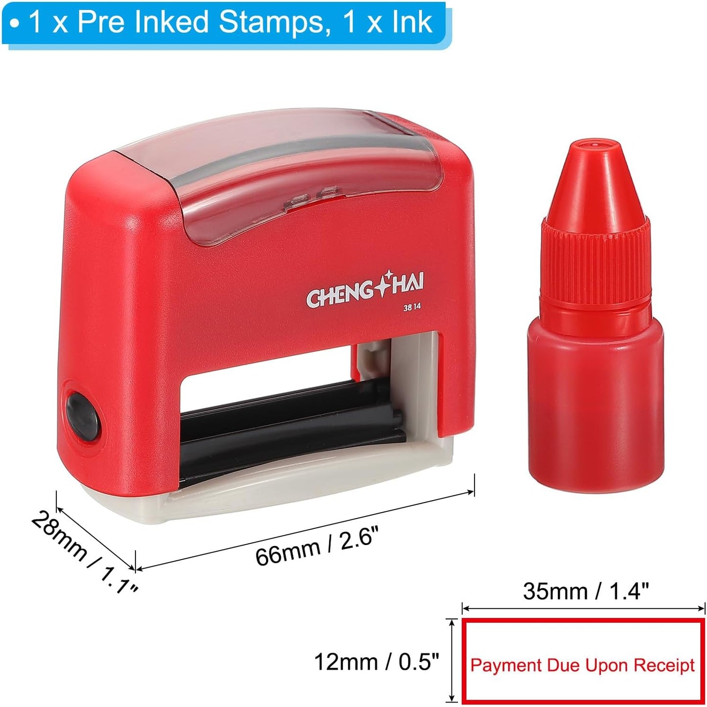 YOKIVE Payment Due Upon Receipt Self Inking Rubber Stamp, Office Ink Business Stamp for Office Documents, Paperwork, Warehouse, Label (Red)