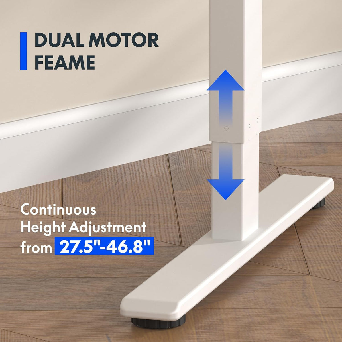 FLEXISPOT E3 Bamboo Dual Motor 48x24 Inch Electric Height Adjustable Standing Whole-Piece Board Sit Stand Up Desk (White Frame + Bamboo Curved Desktop)