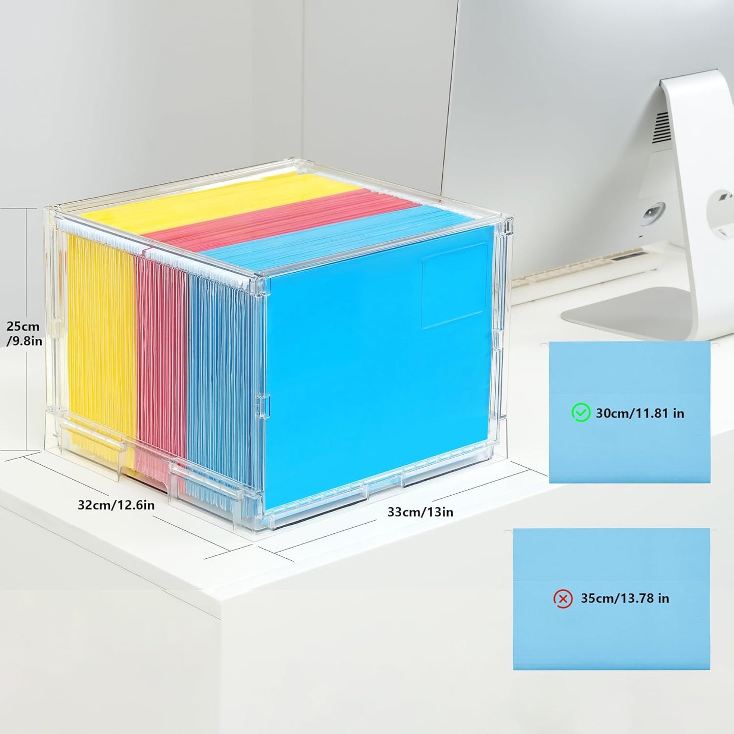 MUKAI File Organizer Box with Lid, Collapsible File Folder Organizer with Slide, Hanging File Folder Box, for Office Document Storage with Desktop organizer ﻿﻿ (1)