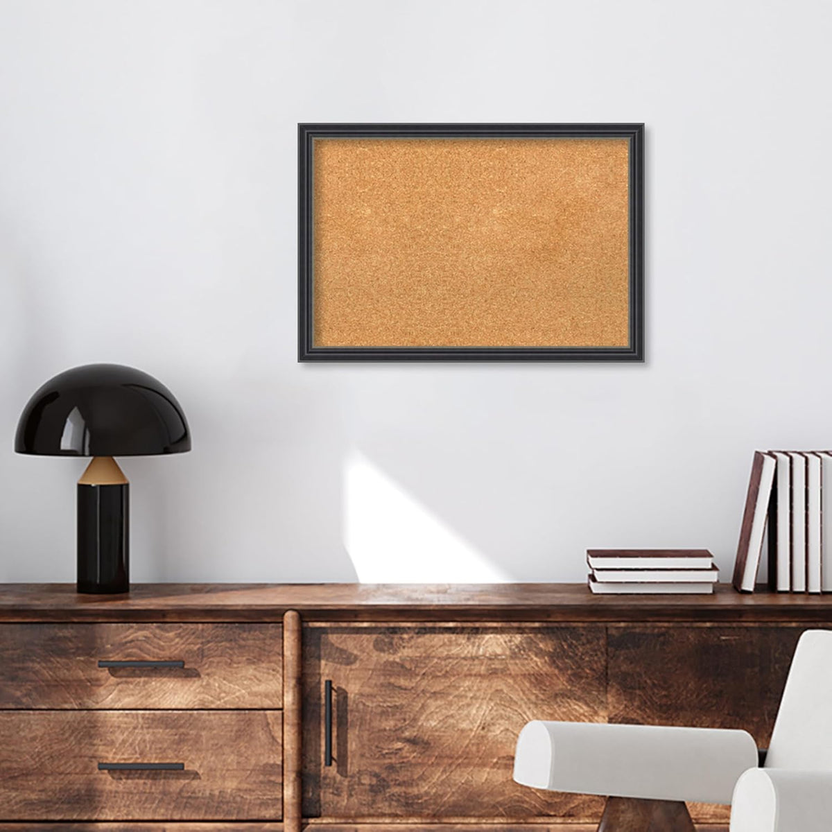Amanti Art Natural Cork Board for Wall, 18x26 Vision Board with Black Wood Frame, Medium Corkboard Office Decor for Home Organization, Traditional Corkboard Pinboard to display items for home