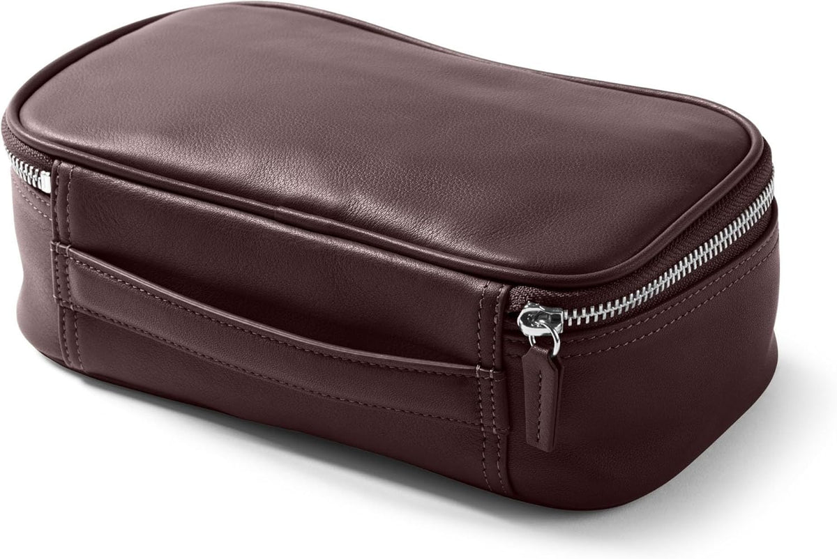 Leatherology Brown Medium Travel Organizer - Zipped mesh storage pocket, elastic loops for organization, metal zipper with leather pull