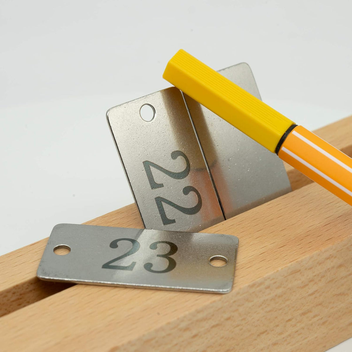 StayMax Stainless Steel Rectangle Numbered Tags with Two Holes (1-50)