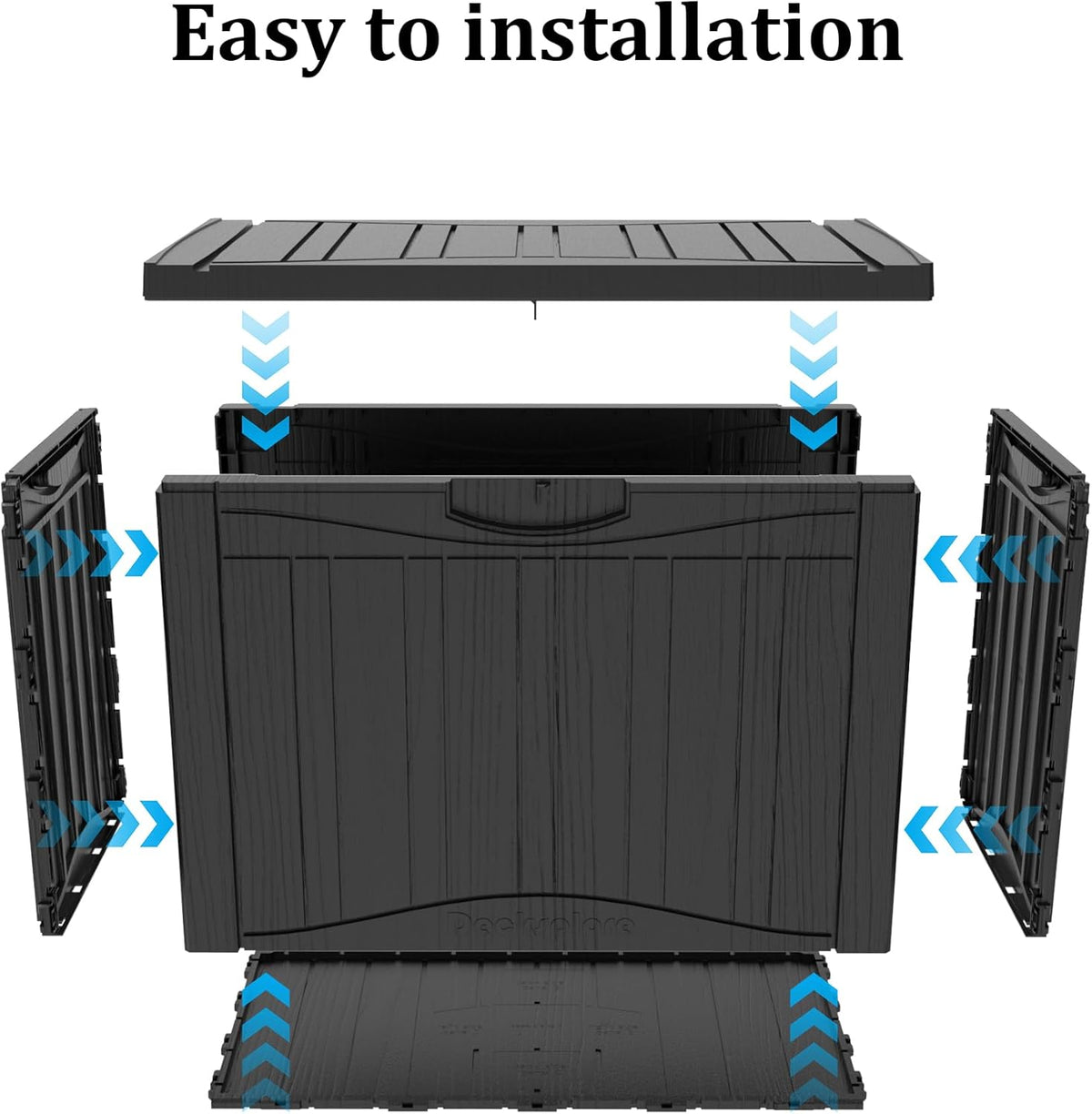 50 Gallon Plus Outdoor Storage Box, Waterproof Resin Deck Box for Patio, Pool, and Garden, Lockable Bin for Cushions, Tools, and Accessories, UV-Resistant, Black