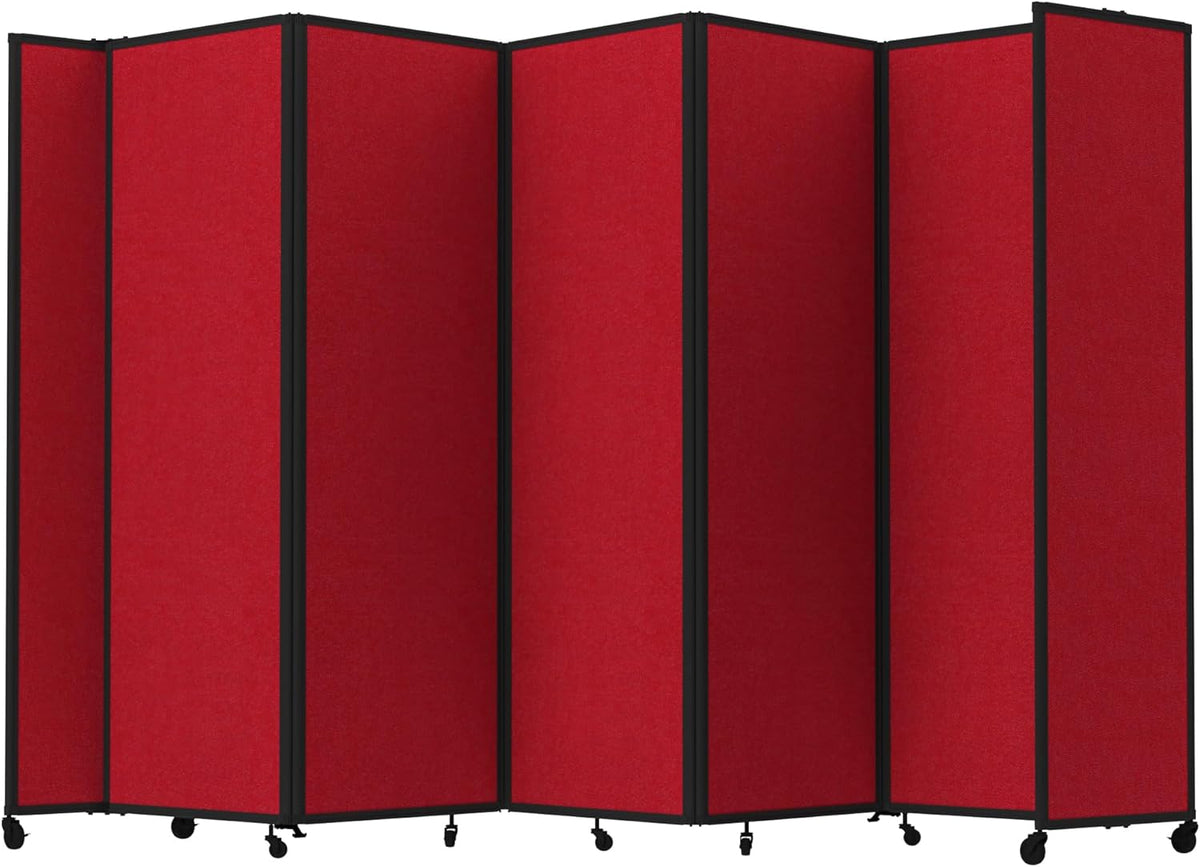 Versare Room Divider 360 Portable Wall Partition | Folding Panels | Large Freestanding Divider | Locking Wheels | Temporary Room Separator | 14' x 7'6'', Red