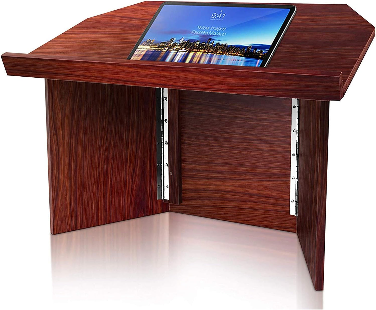 Pyle Foldable Desktop Lectern Podium Stand-Portable Folding Tabletop Desk Teacher Speaker Lecture Classroom Presentation Stand, Laptop Computer Book Holder-Pyle PLCTND41