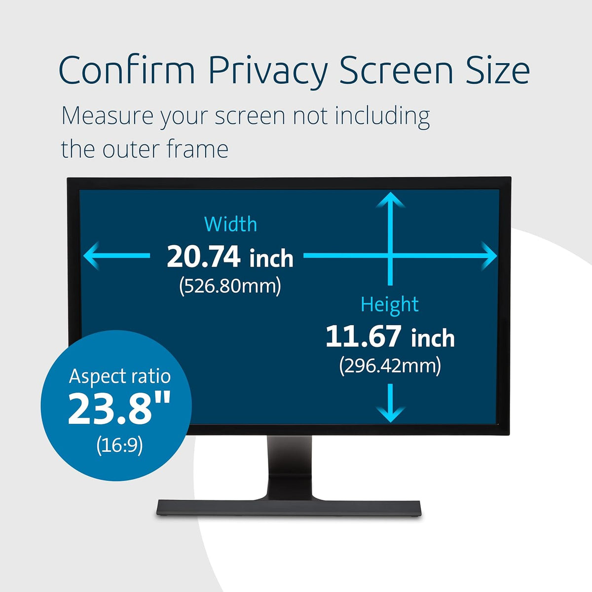 Kensington 23.8 inch Computer Privacy Screen for Desktop, 16:9 Widescreen Monitor, FP238W9 Anti-Glare Blue Ray Reduction Computer Privacy Filter, Matte and Glossy Viewing Options, K55416WW