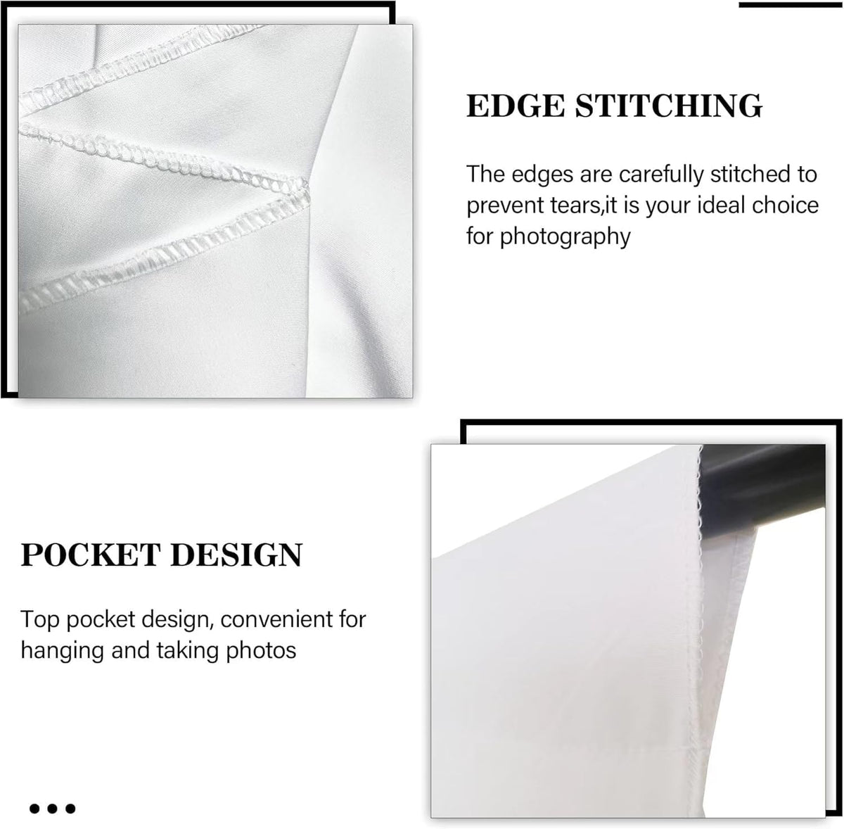 8 x 12 FT White Backdrop - Premium Polyester for Video Streaming, Portrait Photoshoot, Wall Mounted, Parties and Small Events
