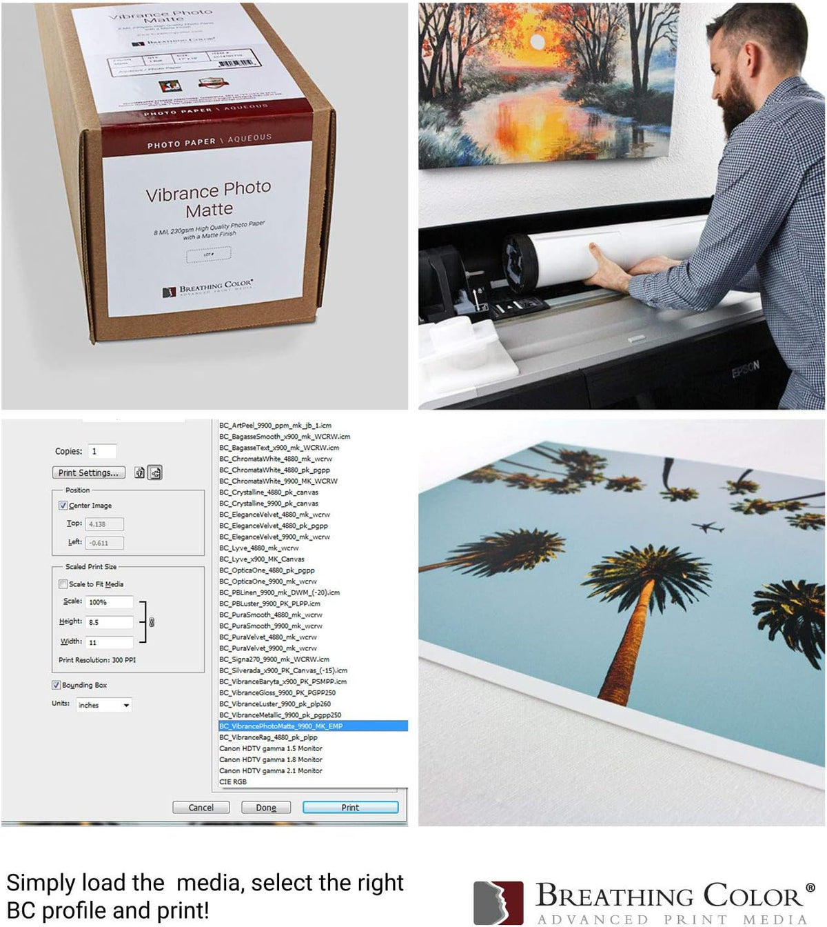 Vibrance Matte Photo Printer Paper 12 mil 230 gsm Matte Finish Premium Photo Paper Roll on 3in Core 36 inches x 100 ft Works with Most Inkjet Printer Professional Makes and Models Like Epson Canon HP