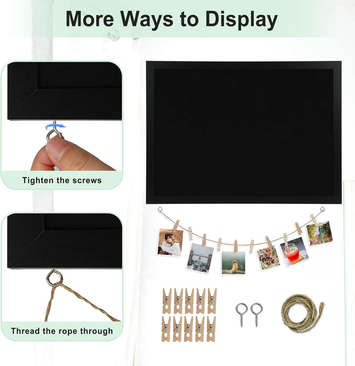 DOLLAR BOSS Large Black Cork Board Double-Sided Bulletin Board with Linen 24''x 18'', Black Cork Boards for Walls Wood Frame Hanging Pin Board, Cork Board for Office Home School 1-Pack