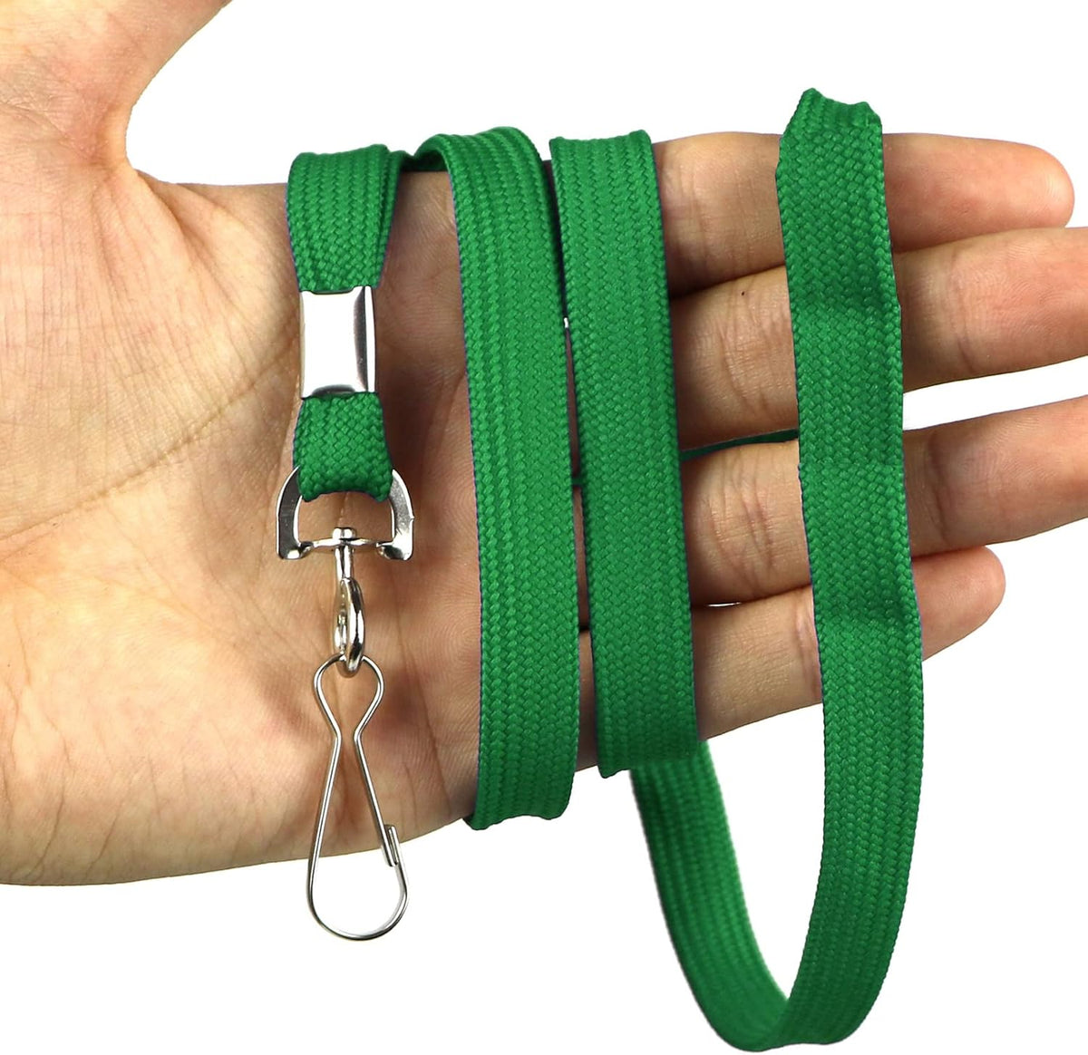 Beebel Lanyards 100 Pack Green Lanyards with Swivel Hook Clips for ID Name Badge Holder