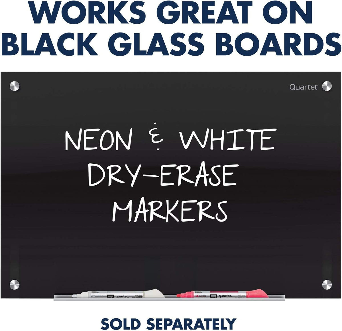 Quartet Glass Dry Erase Markers, Whiteboard Markers, Bullet Tip, White and Neon Colors, 6 Pack (79559Q)
