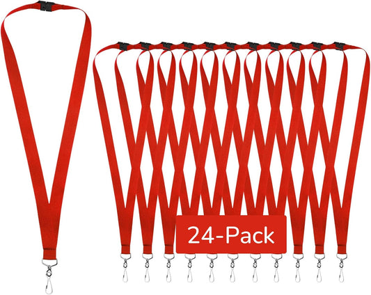 24-Pack Breakaway Lanyards, Polyester Neck Straps for ID Cards, Keys, Office, School & Events