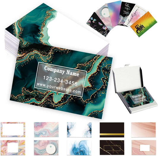 Custom Business Cards Customized with Logo Text Personalized Glitter Marbling Template Business Cards 1000 500 200 100 Printable Double Sided 3.5"x 2" Waterproof Business Cards for Small Business