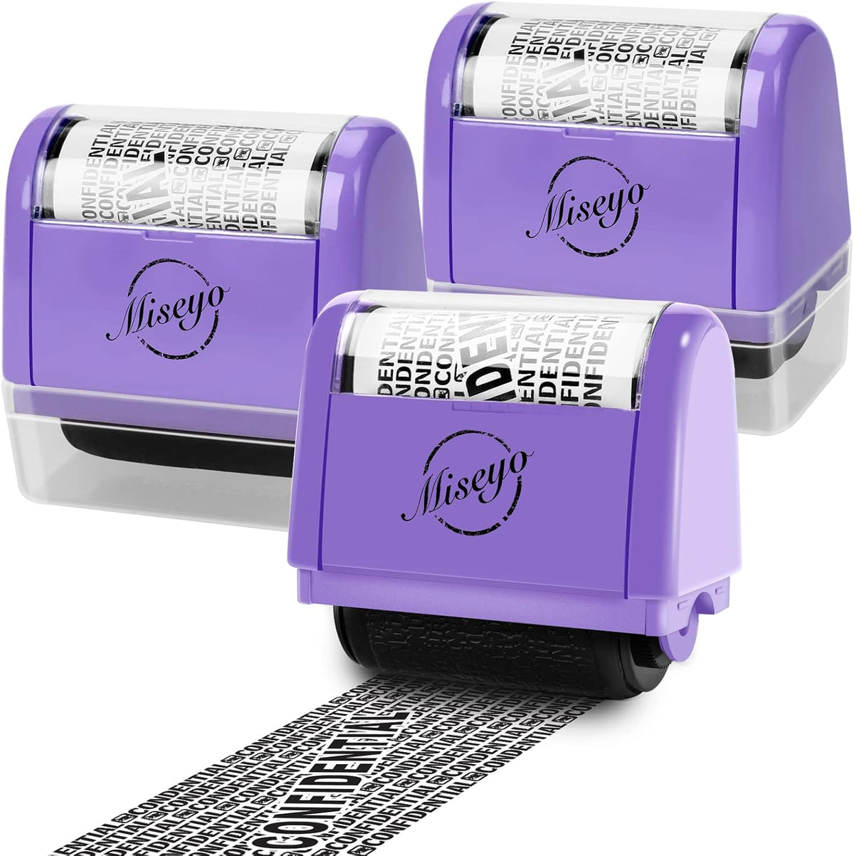 Miseyo Wide Roller Stamp Identity Theft Stamp 1.5 Inch Perfect for Privacy Protection,Anti-Theft Security Confidential Easy for Guard Personal Information Blockout - 3Pack Set