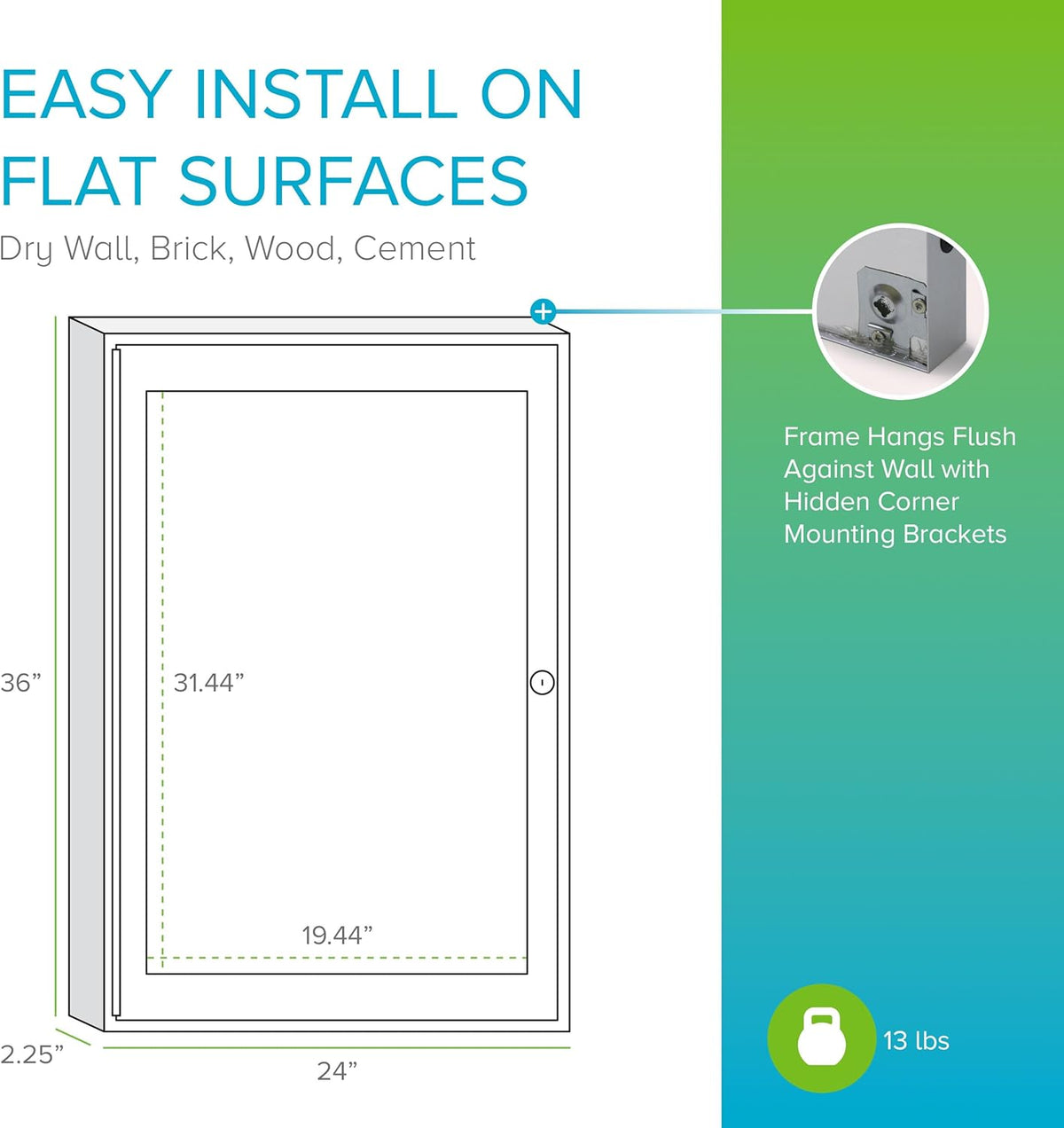 Ghent 36"x24" 1-Door Outdoor Enclosed Vinyl Bulletin Board, Shatter Resistant, with Lock, Satin Aluminum Frame - Silver (PA13624VX-193), Made in The USA