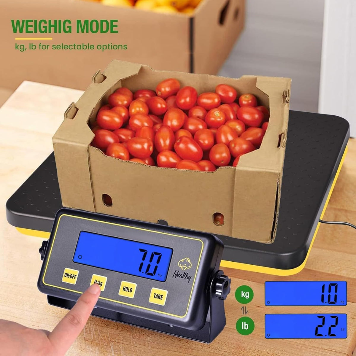 150lbs Commercial Scale Digital Receiving Scale with Anti-Slip Aluminum Platform, High Accuracy Food Scale with Hold/Tare/Auto-Off, Kitchen Scale with LCD Display for Restaurant/Cater
