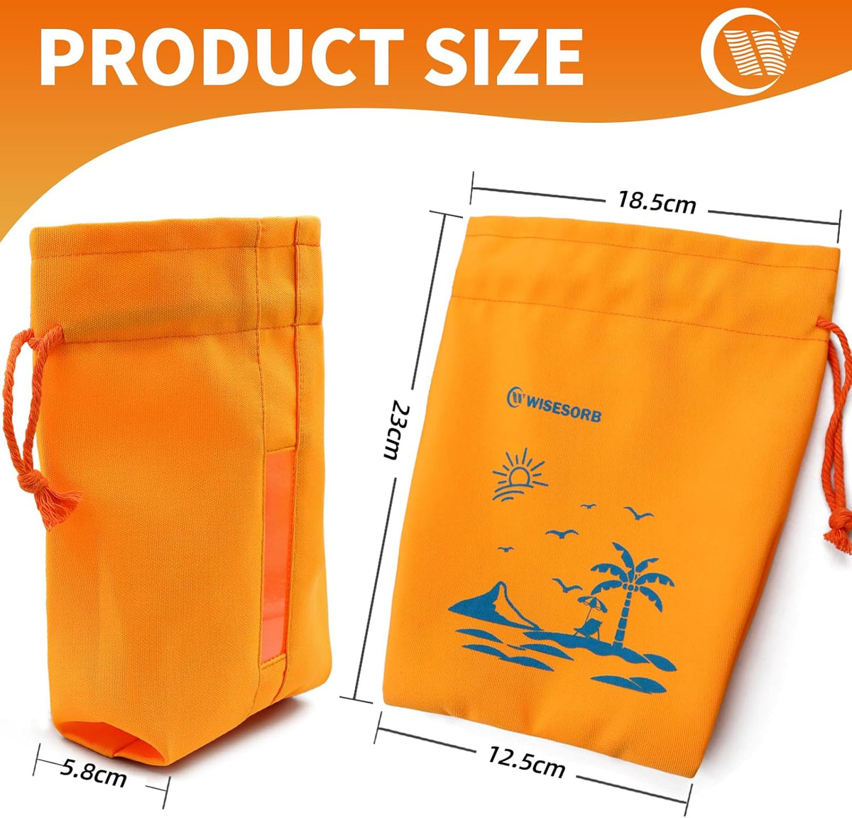 6Pcs 7x9 inch Cloth Storage Bags with Drawstrings, Large Size, Multipurpose Bags with Sewing Transparent Window for Desiccant Beads, Snacks, Seeds