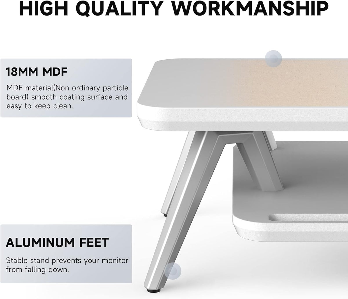 Fenge Monitor Stand, Monitor Stands Riser for Desk, 23.6 Inch Wood Desk Shelf with Storage Organizer and Cable Management for Office Desk Accessories