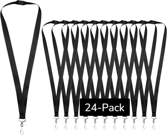 24-Pack Breakaway Lanyards, Polyester Neck Straps for ID Cards, Keys, Office, School & Events