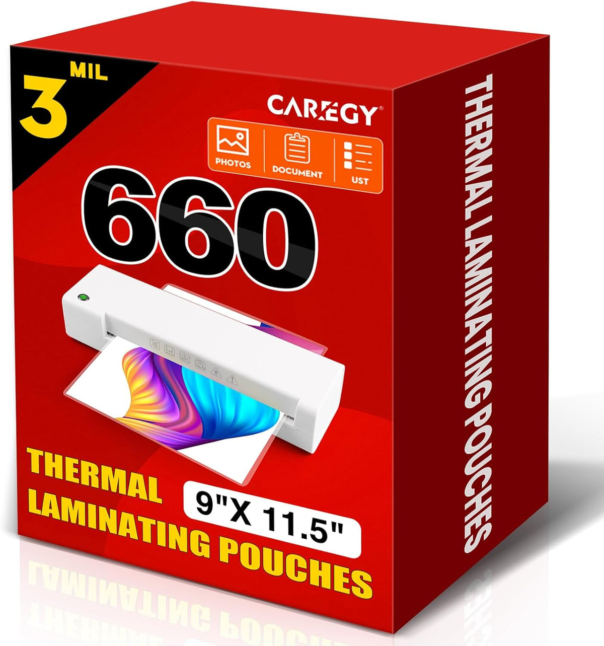 CAREGY Thermal Laminating Pouches,660 Pack Laminating Sheets, 3 Mil, 9 x 11.5 Inches Lamination Sheet Paper for Laminator, Round Corner Letter Size, Office and School Supplies