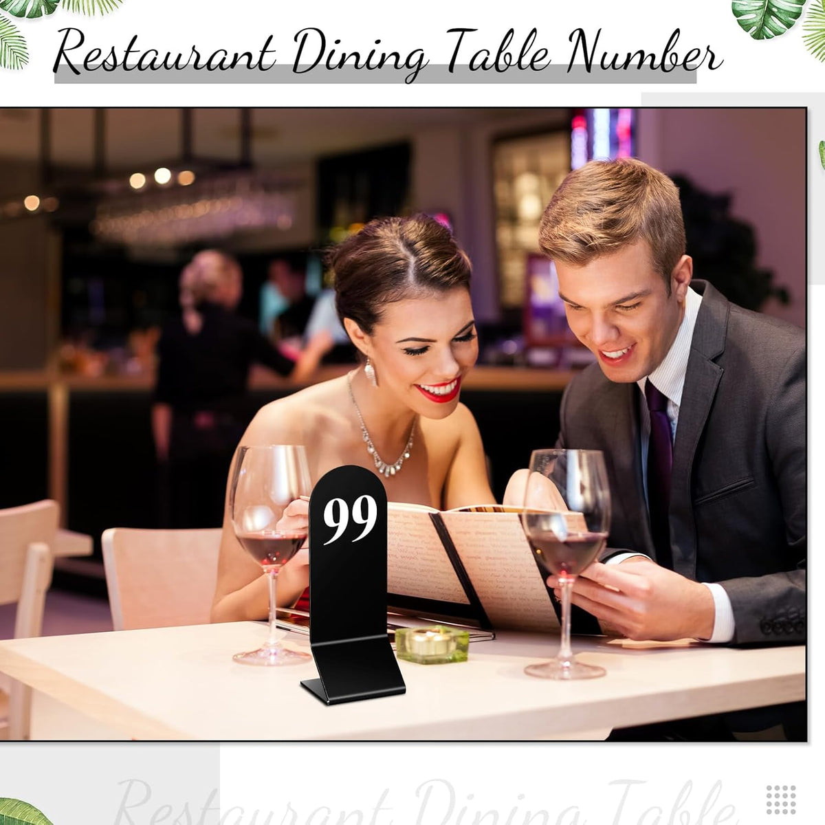 Geetery 100 Pcs Acrylic Table Numbers 1-100 Double Sided Table Number Cards Wedding Table Number Stands Restaurant Table Tent Table Number Signs for Party Banquets Supplies, 2.36 x 6.3 Inch(Black)