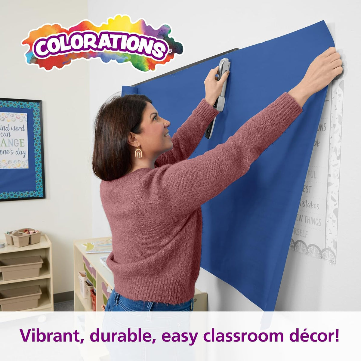 Colorations Arts and Crafts Paper Roll - 36" x 1000', Dark Blue , Dual Surface, Markers, Finger Paints, Painting, Watercolors, Acrylic Paints, Wall Art, Bulletin Board Paper, Kids Crafts