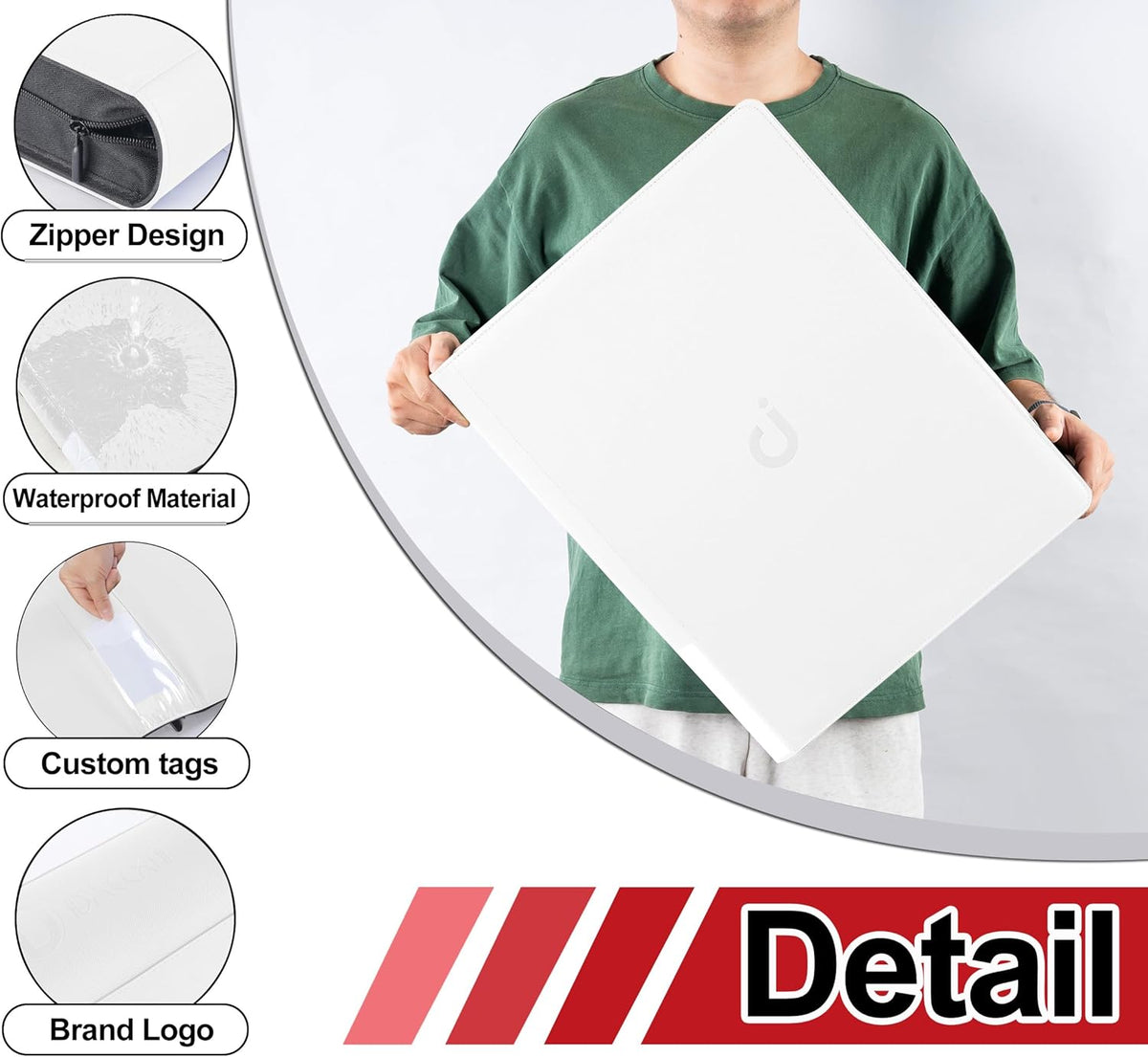 Premium Card Binder 16 Pocket - Fits 1600 Cards，4X4 Ringless Card Album with Sleeves for Trading Cards & Sports Cards（Model C，Classic White）