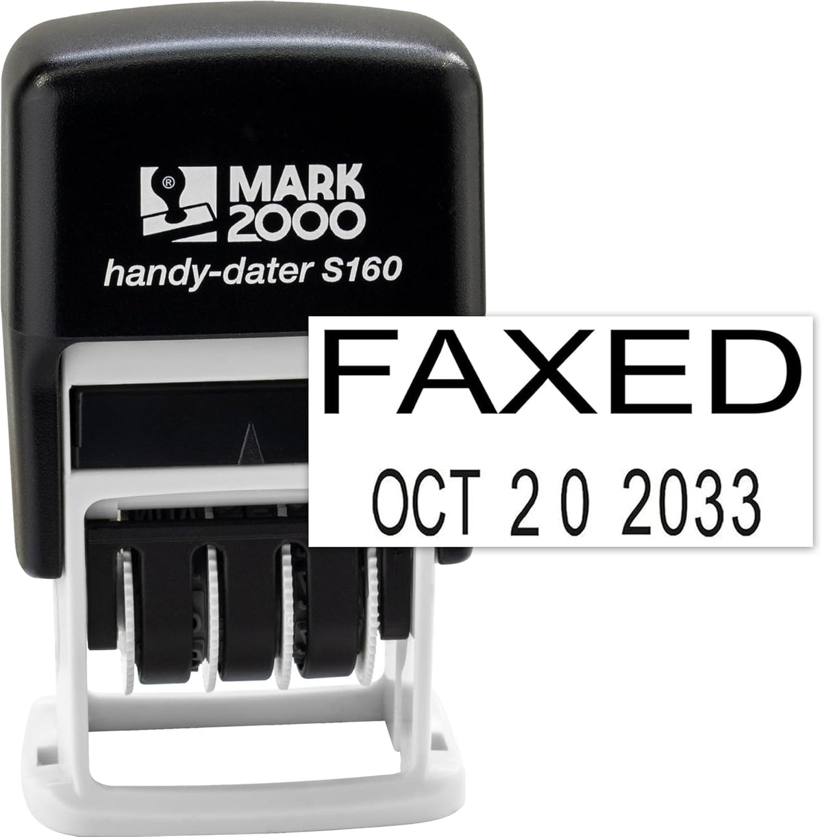 Mark 2000 Self-Inking Rubber Date Office Stamp with Faxed Phrase & Date - Black Ink (Handy-Dater S160), 12-Year Band